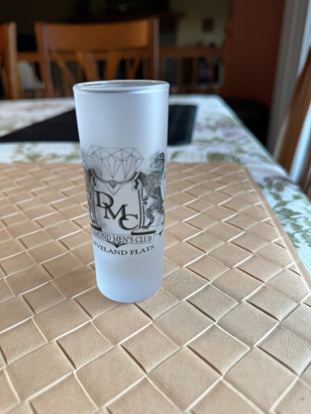 Vintage DMC Diamond Men's Club Cleveland Flats Tall Frosted Shot Glass